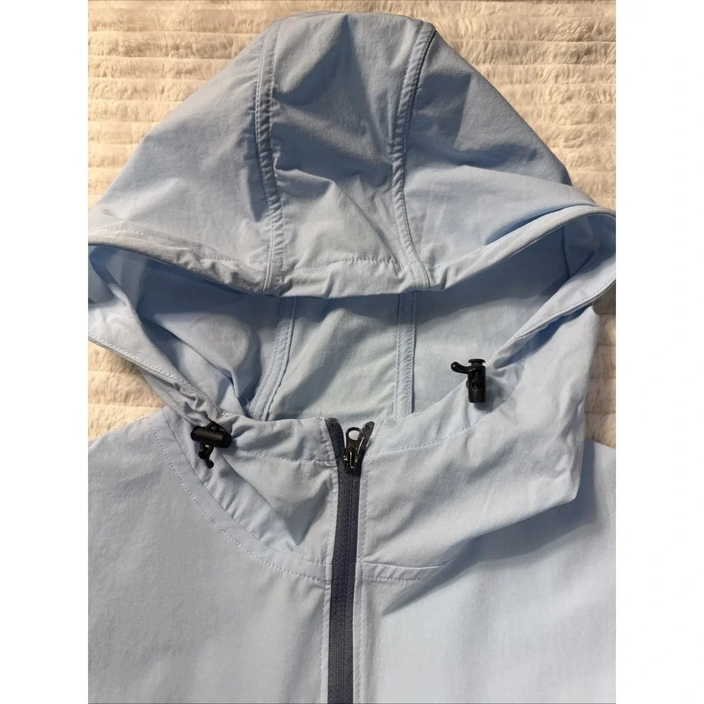 Moxie Hooded Windbreaker Pullover Men's S Sky‎ Blue Colorblock Quarter Zip Light